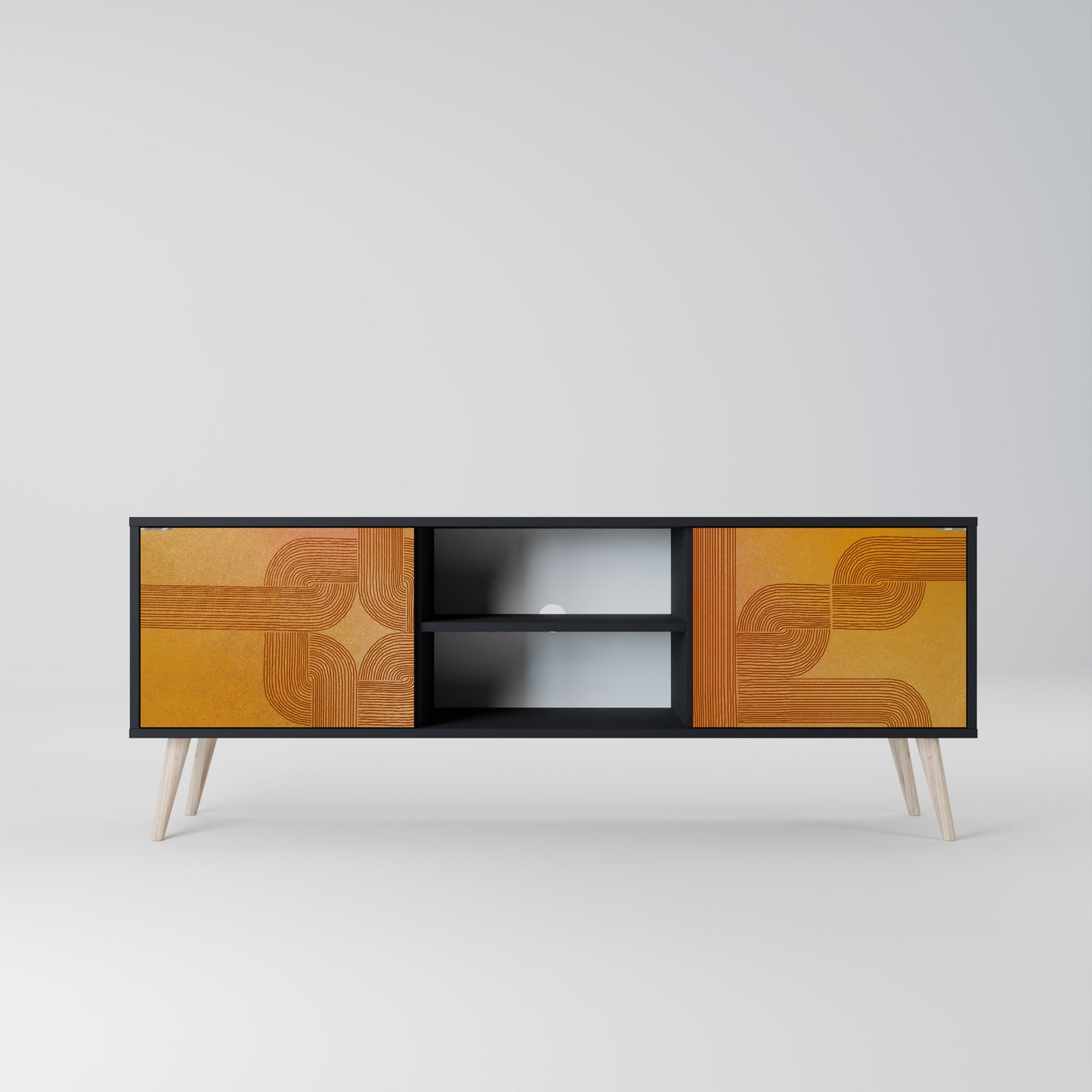 STRENGTHENING RELATION 2-Door TV Stand in Black Finish