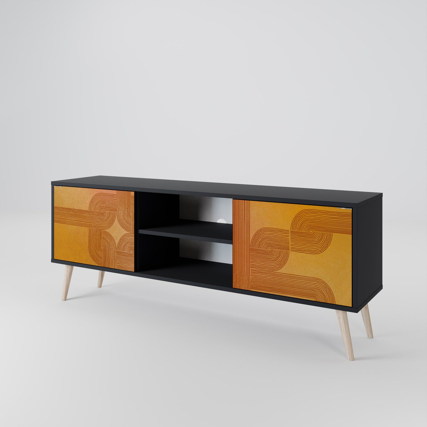 STRENGTHENING RELATION 2-Door TV Stand in Black Finish