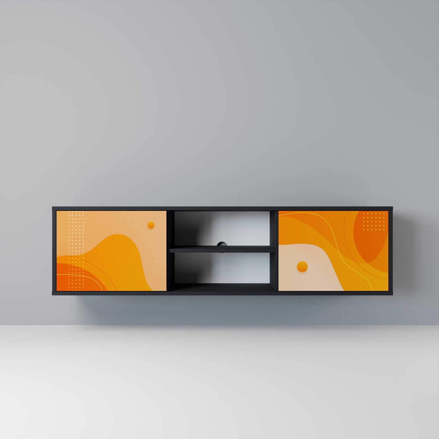 ORANGE ARrangemang 2-dörrars TV-bänk i svart finish