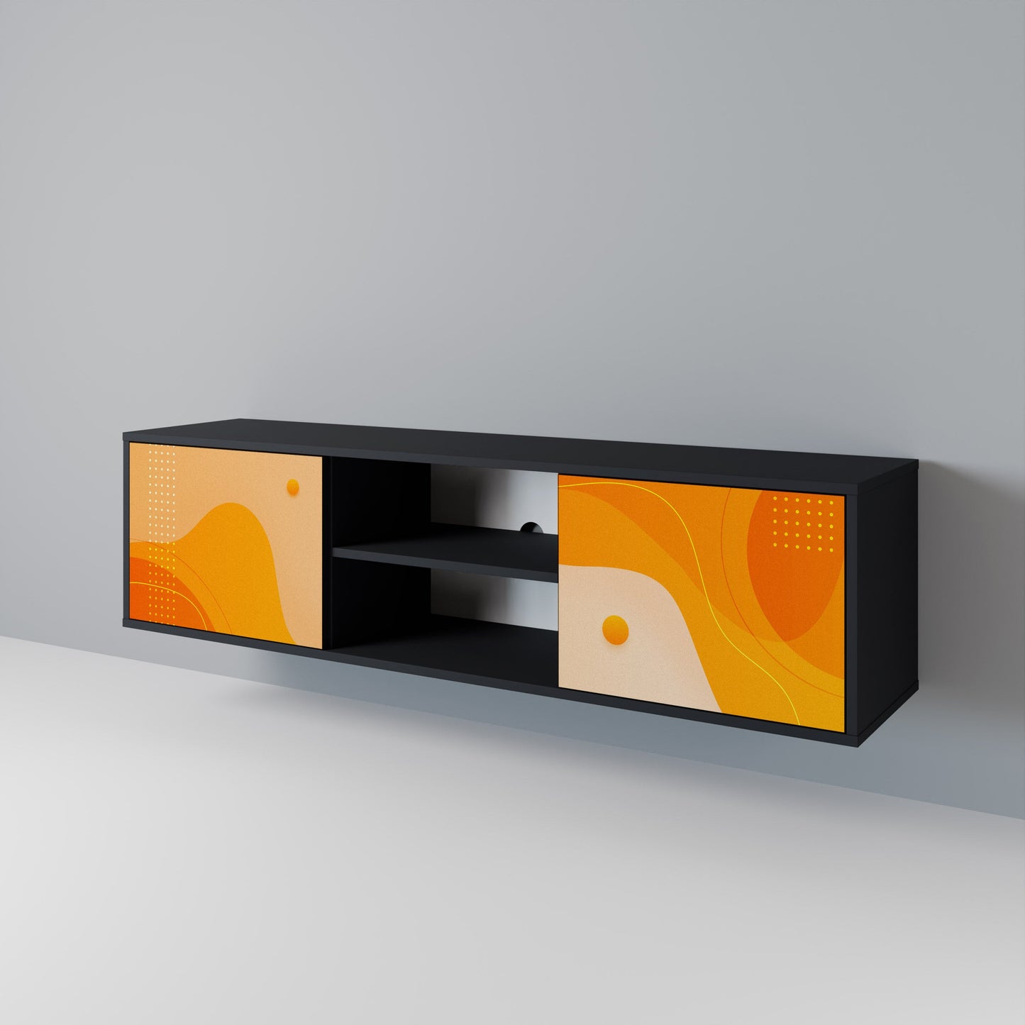 ORANGE ARrangemang 2-dörrars TV-bänk i svart finish