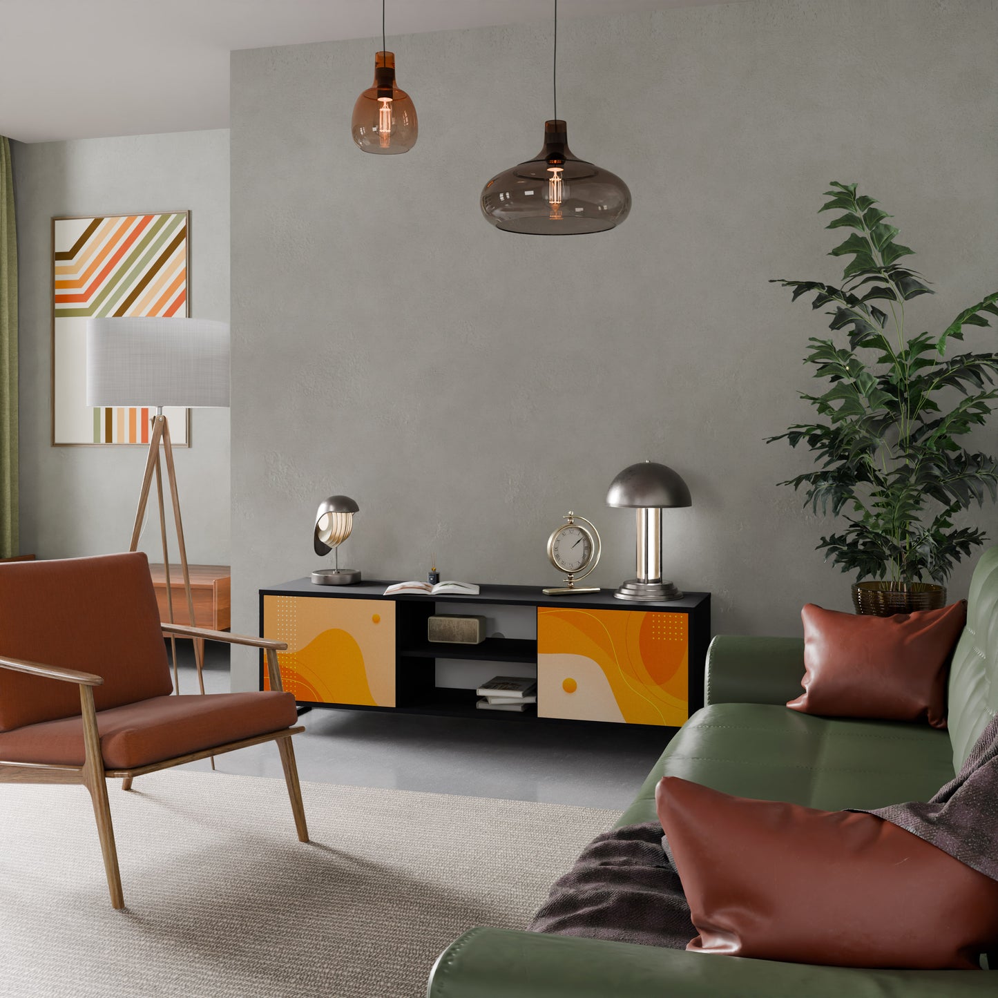 ORANGE ARrangemang 2-dörrars TV-bänk i svart finish