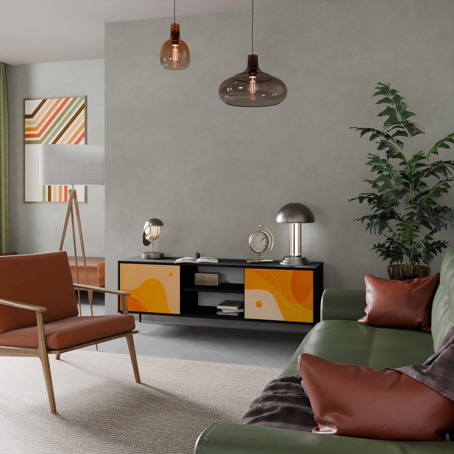 ORANGE ARrangemang 2-dörrars TV-bänk i svart finish