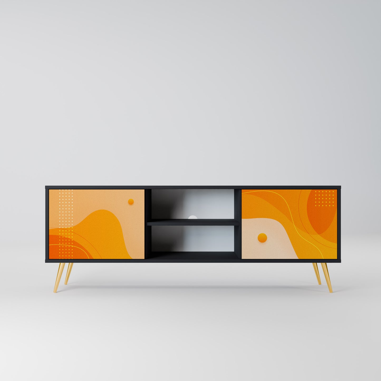 ORANGE ARrangemang 2-dörrars TV-bänk i svart finish