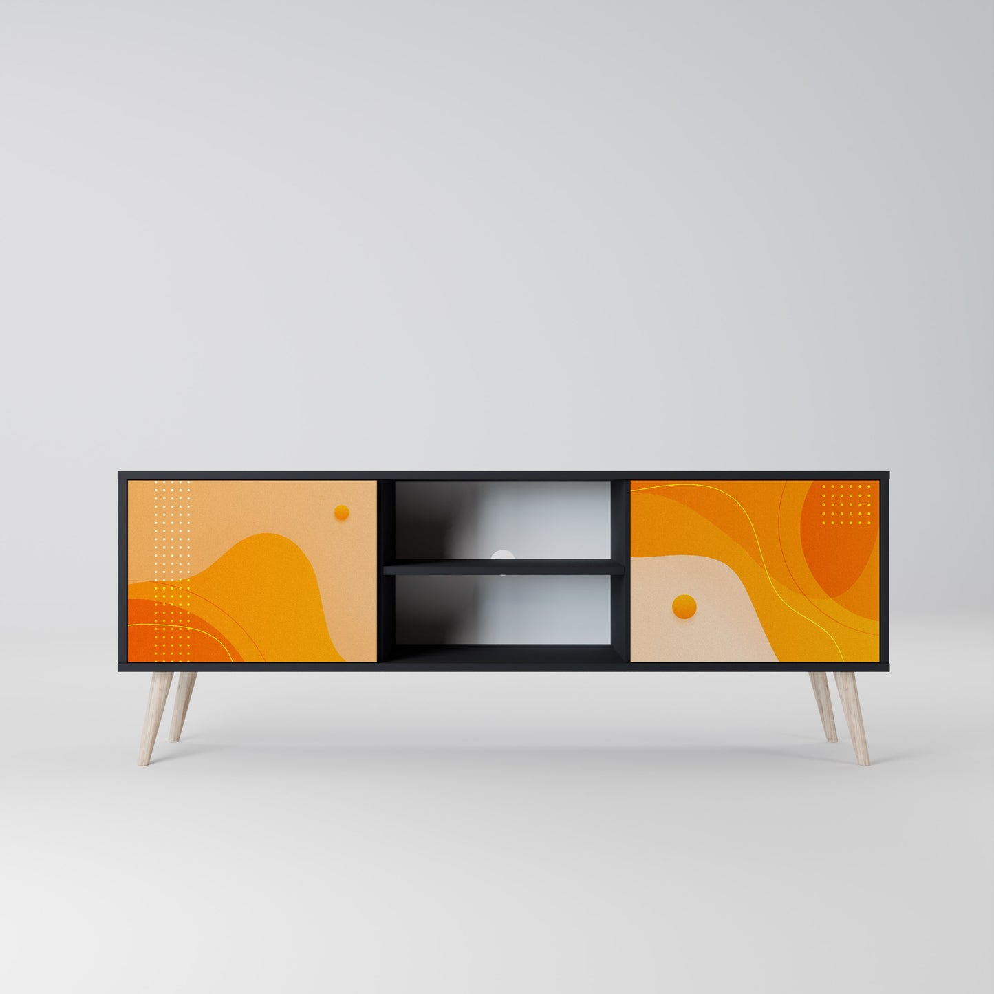 ORANGE ARrangemang 2-dörrars TV-bänk i svart finish