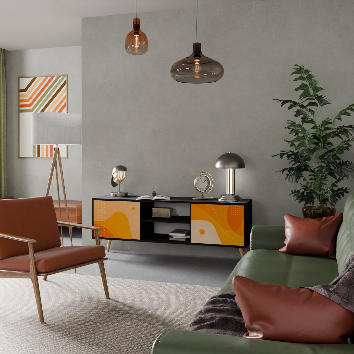 ORANGE ARrangemang 2-dörrars TV-bänk i svart finish