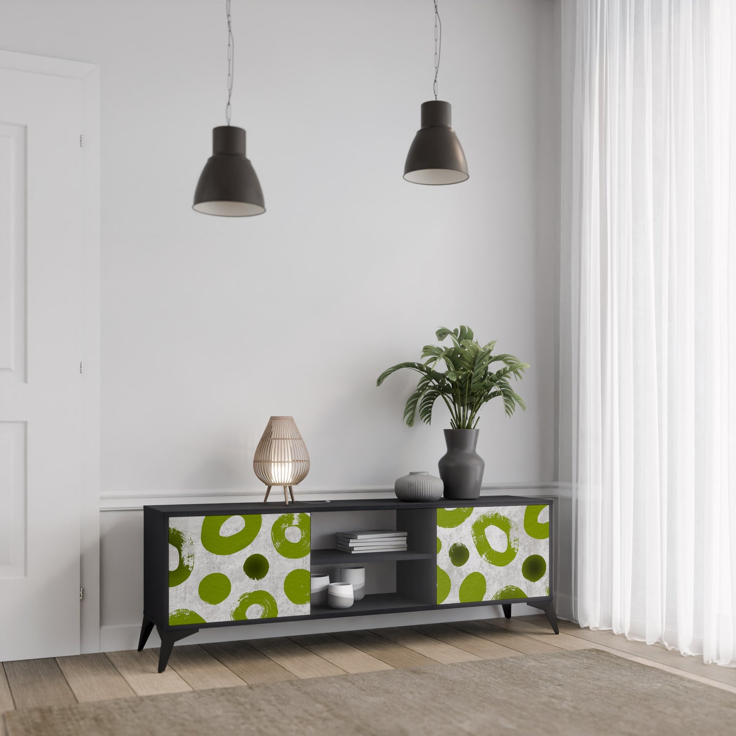 GREEN RHAPSODY 2-dörrars TV-bänk i svart finish