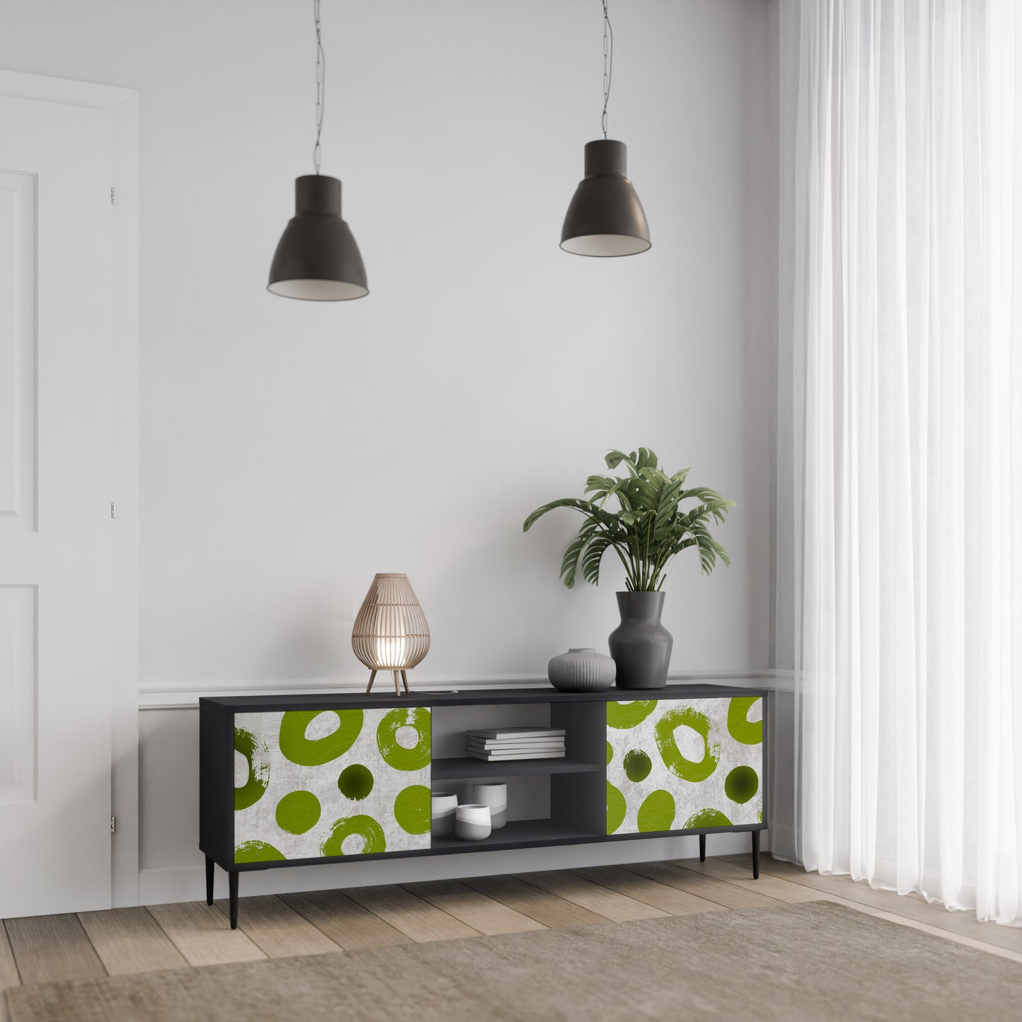 GREEN RHAPSODY 2-dörrars TV-bänk i svart finish