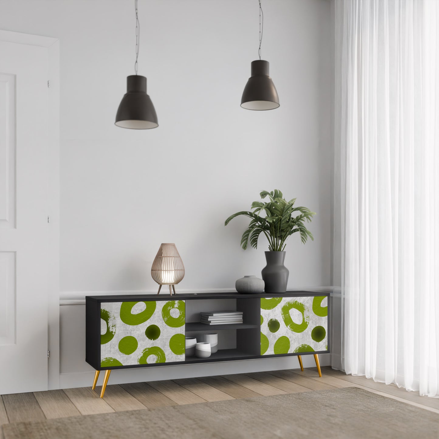GREEN RHAPSODY 2-dörrars TV-bänk i svart finish