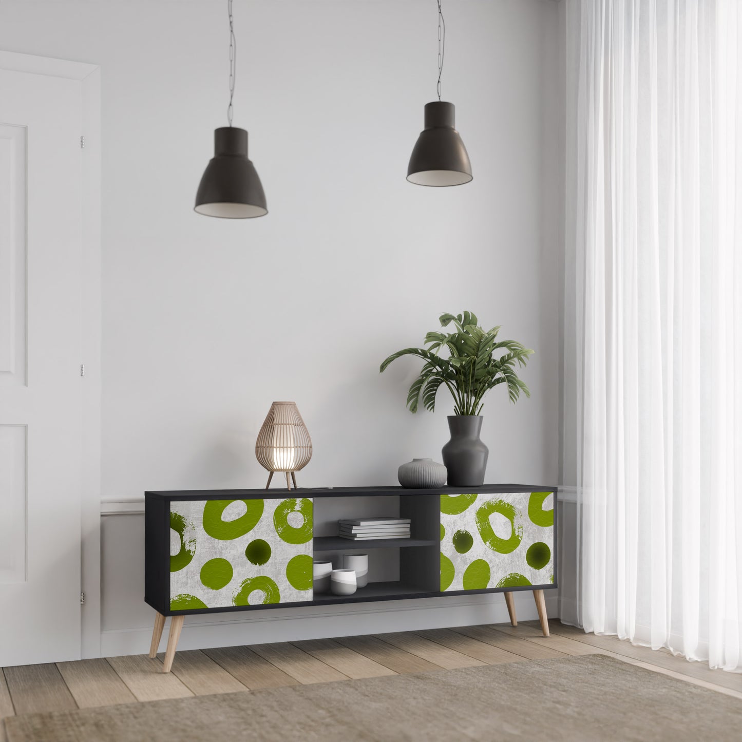 GREEN RHAPSODY 2-dörrars TV-bänk i svart finish