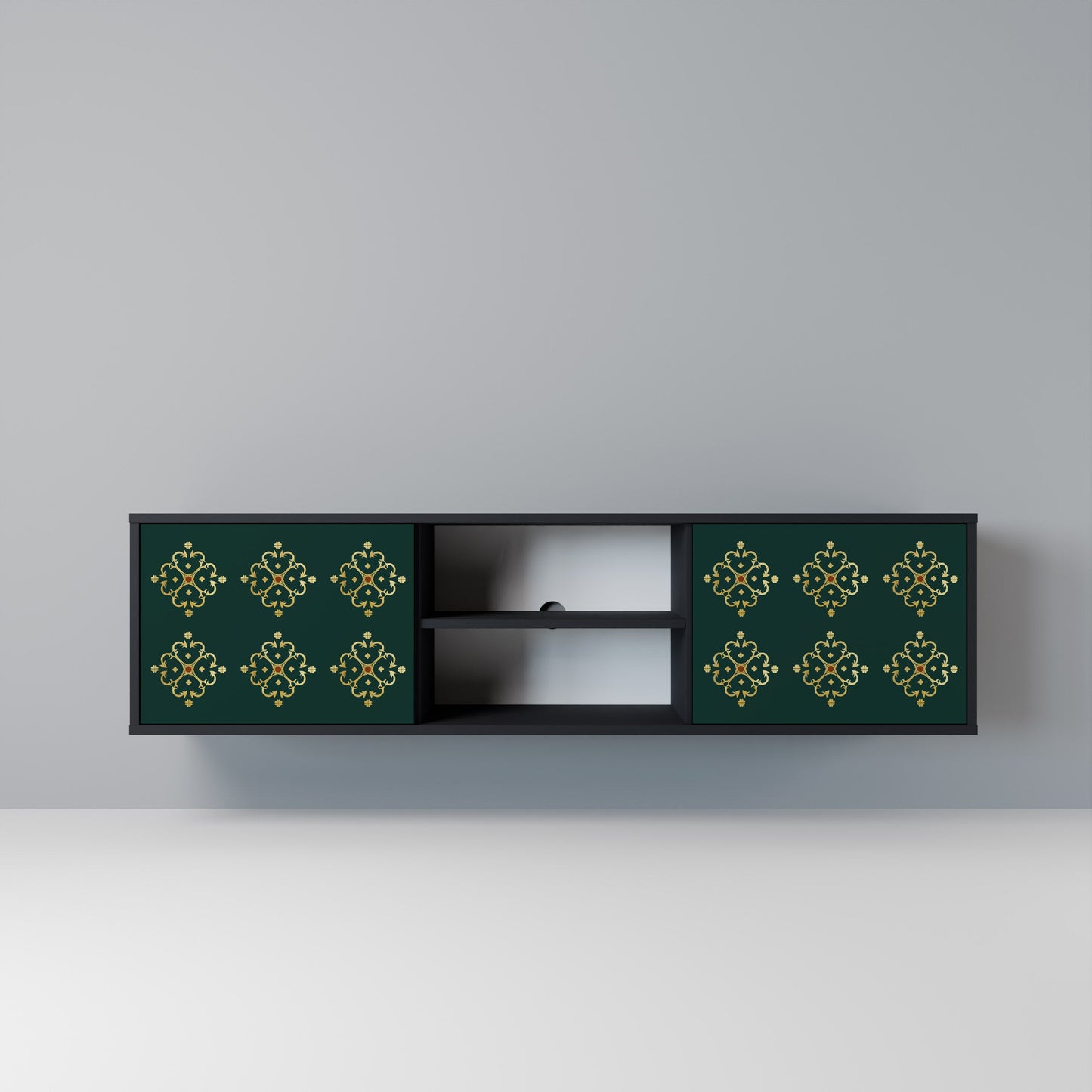 ROYAL MEDALLION 2-dörrars TV-bänk i svart finish
