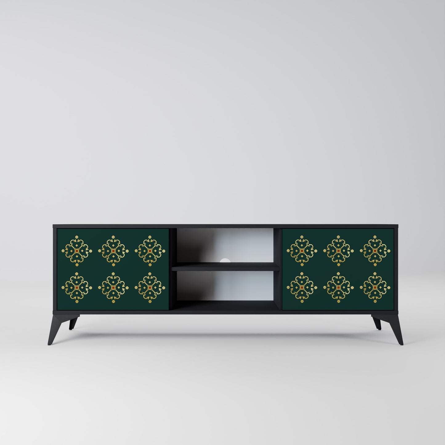 ROYAL MEDALLION 2-dörrars TV-bänk i svart finish