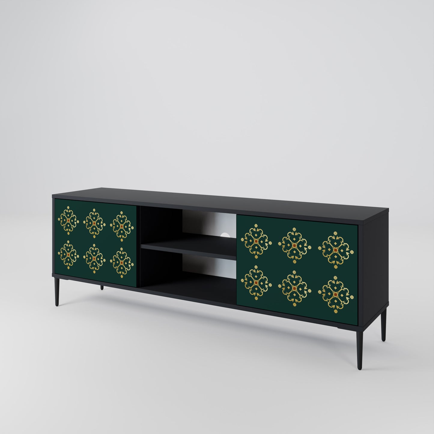 ROYAL MEDALLION 2-dörrars TV-bänk i svart finish