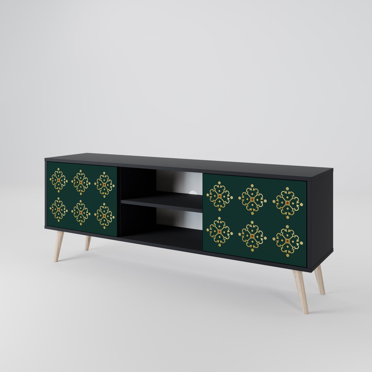 ROYAL MEDALLION 2-dörrars TV-bänk i svart finish