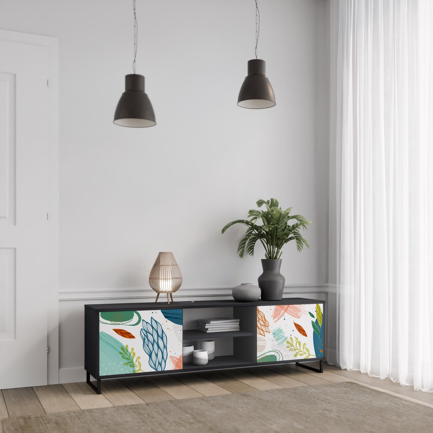 BOTANICAL HURRICANE 2-dörrars TV-bänk i svart finish