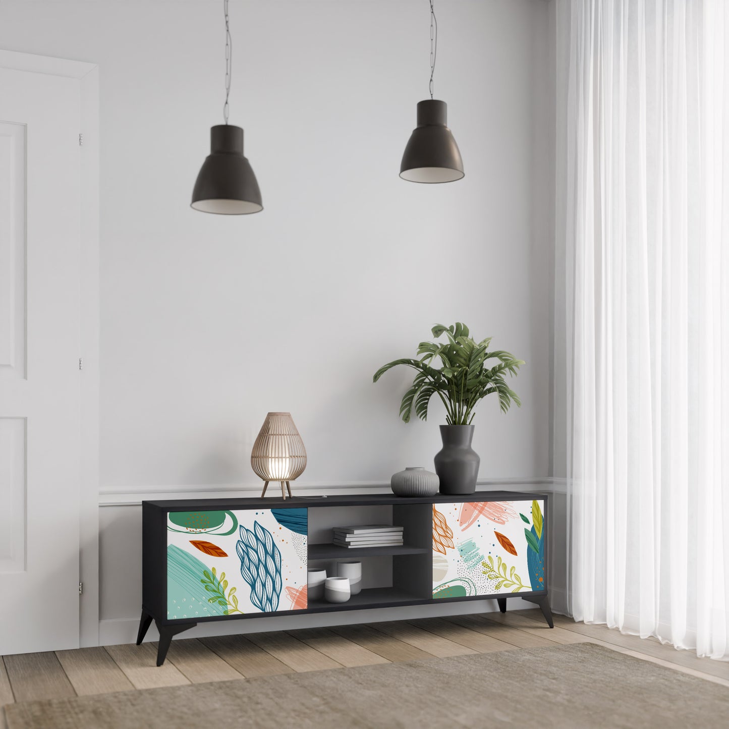 BOTANICAL HURRICANE 2-dörrars TV-bänk i svart finish