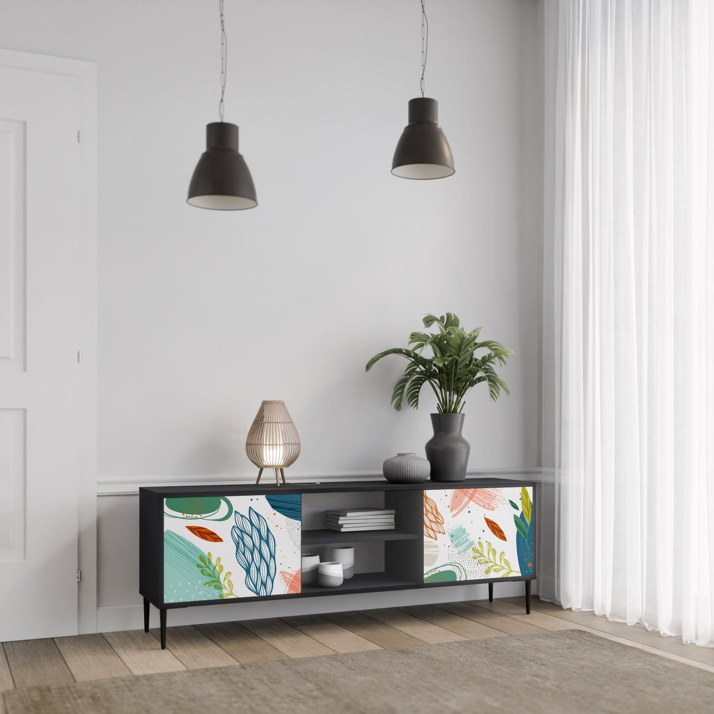 BOTANICAL HURRICANE 2-dörrars TV-bänk i svart finish