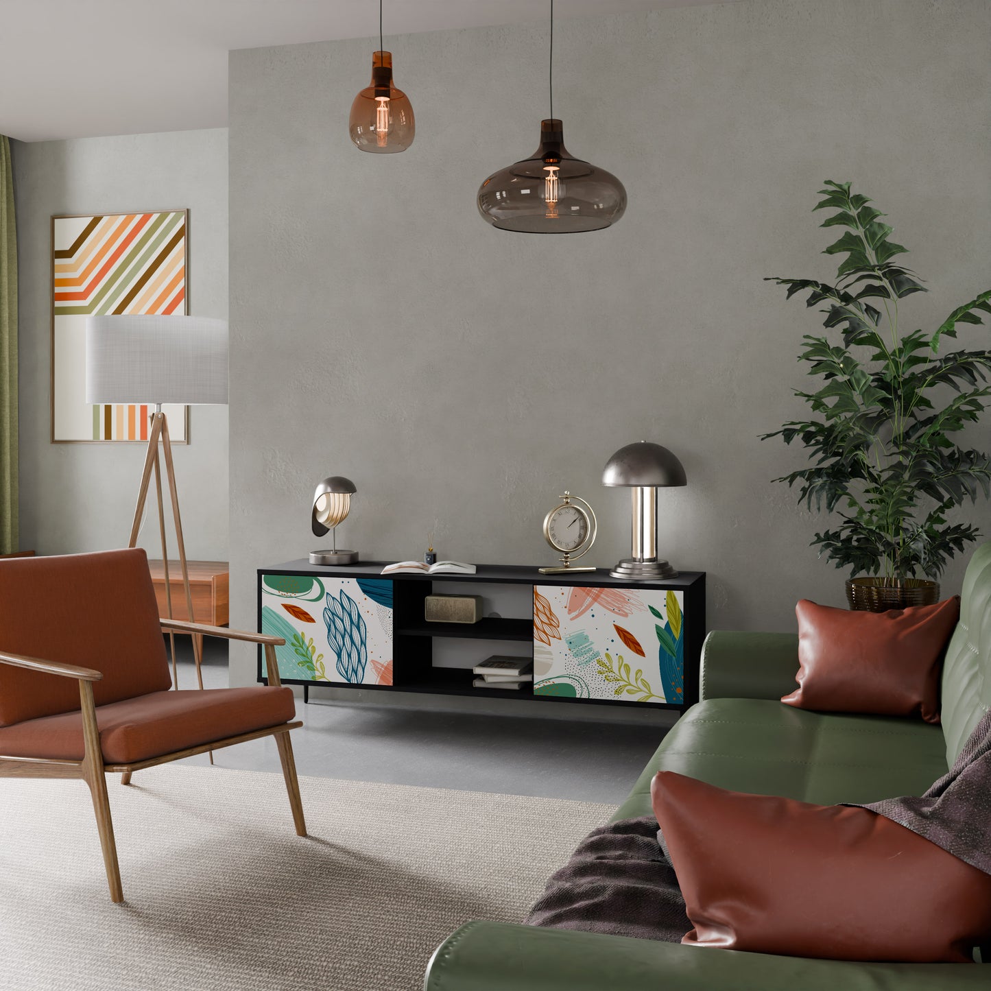 BOTANICAL HURRICANE 2-dörrars TV-bänk i svart finish