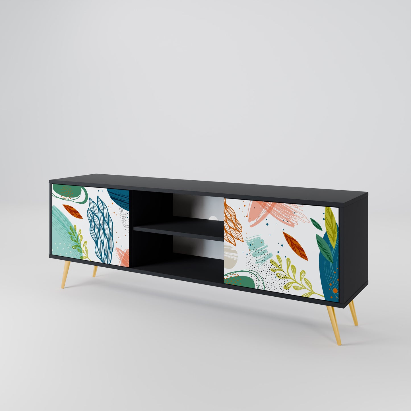 BOTANICAL HURRICANE 2-dörrars TV-bänk i svart finish