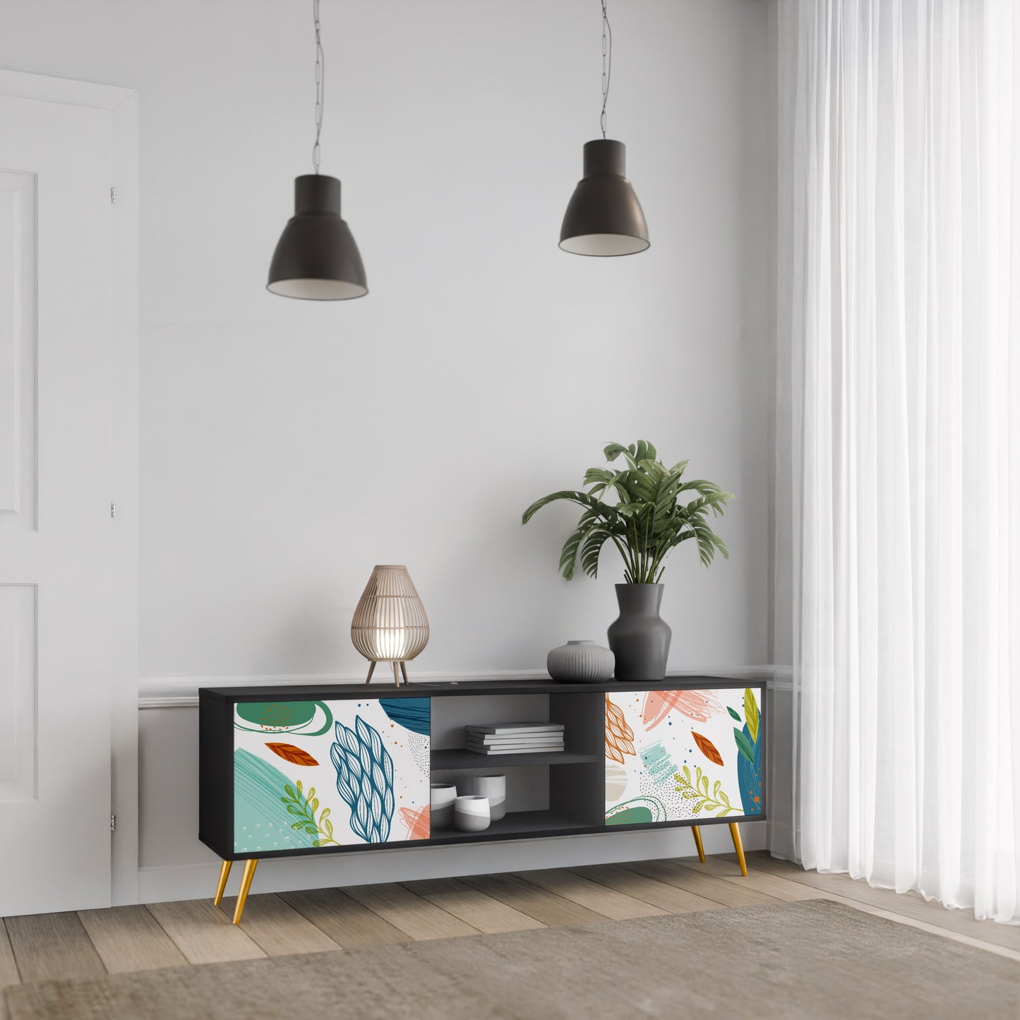 BOTANICAL HURRICANE 2-dörrars TV-bänk i svart finish