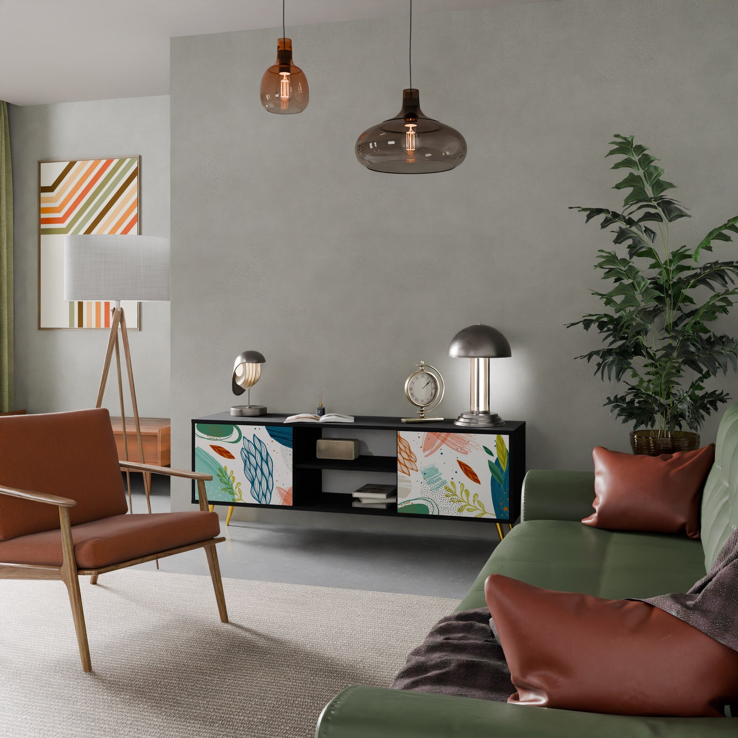 BOTANICAL HURRICANE 2-dörrars TV-bänk i svart finish
