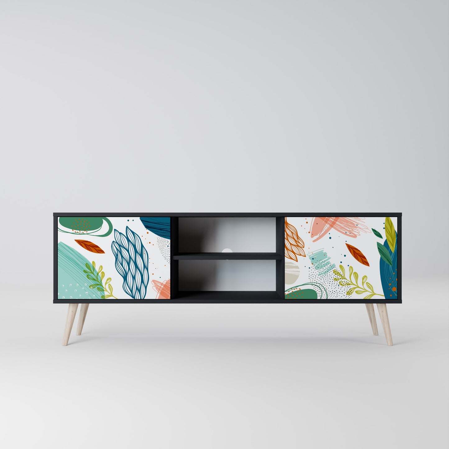 BOTANICAL HURRICANE 2-dörrars TV-bänk i svart finish