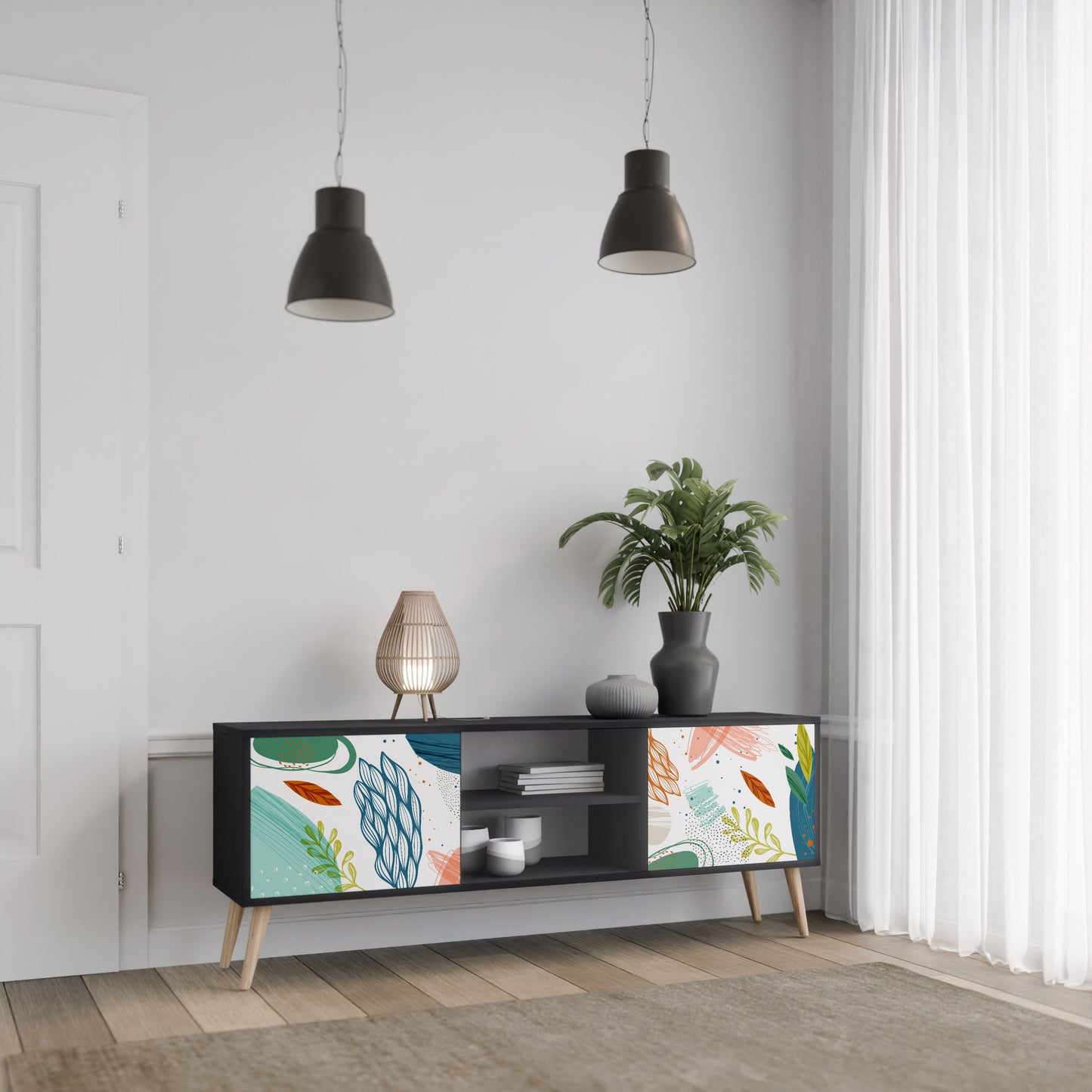 BOTANICAL HURRICANE 2-dörrars TV-bänk i svart finish