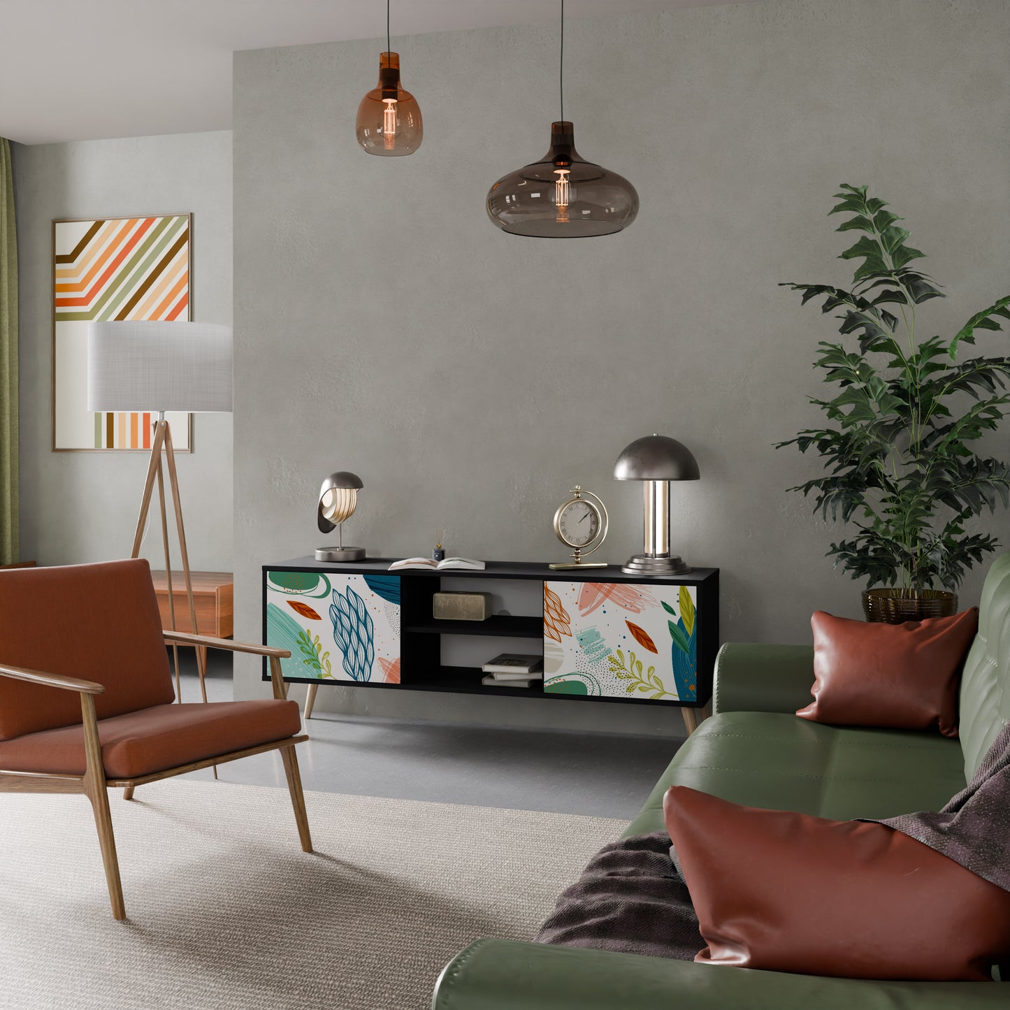 BOTANICAL HURRICANE 2-dörrars TV-bänk i svart finish