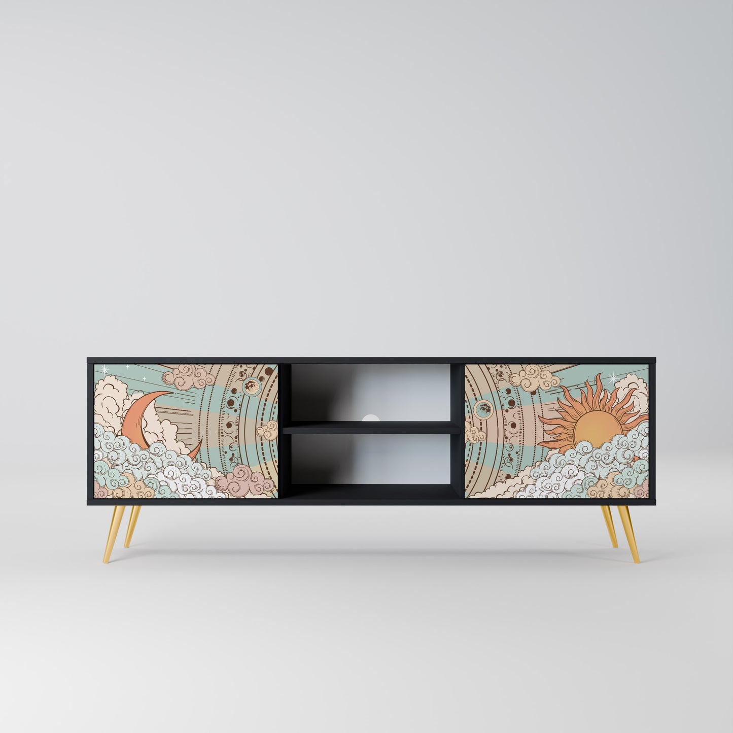 MYSTICAL STRUCTURE 2-dörrars TV-bänk i svart finish