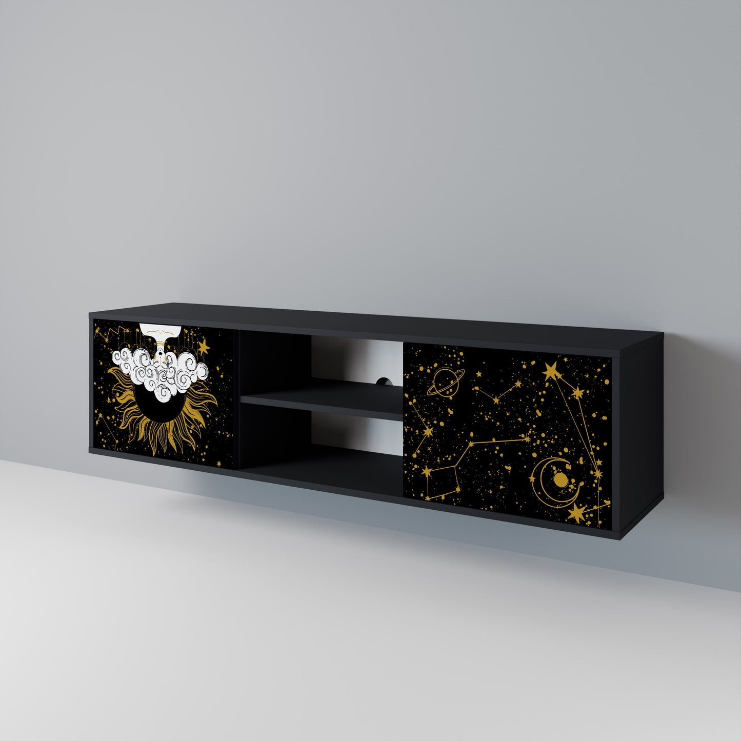 STELLAR CONSTELLATIONS 2-dörrars TV-bänk i svart finish