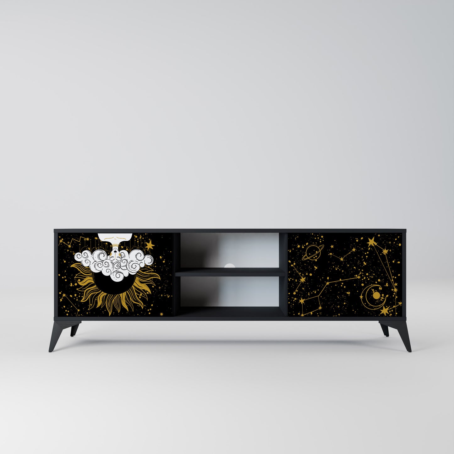 STELLAR CONSTELLATIONS 2-dörrars TV-bänk i svart finish