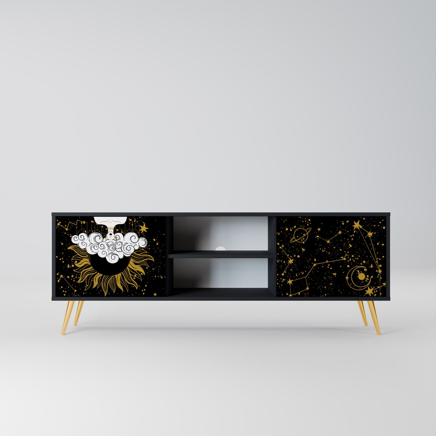 STELLAR CONSTELLATIONS 2-dörrars TV-bänk i svart finish