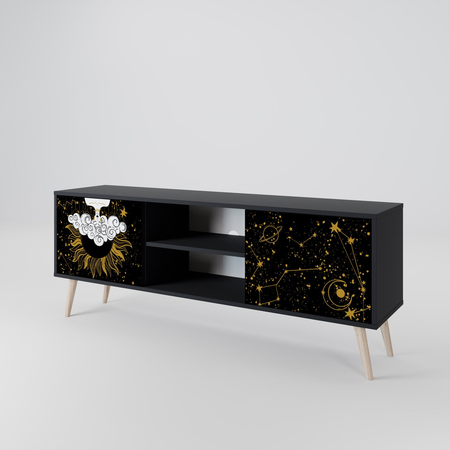 STELLAR CONSTELLATIONS 2-dörrars TV-bänk i svart finish