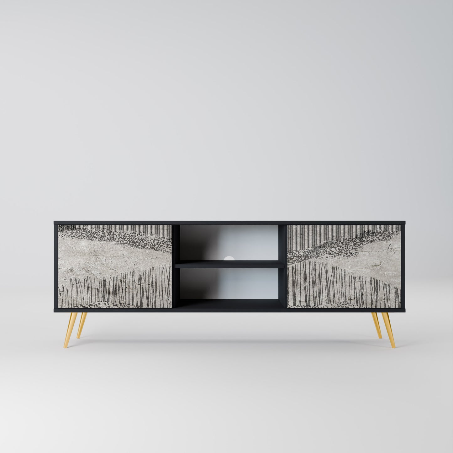 GRAIN LINES 2-dörrars TV-bänk i svart finish