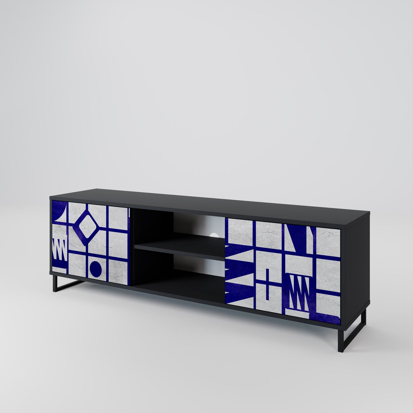 THE RIGHT PLACES 2-Door TV Stand in Black Finish