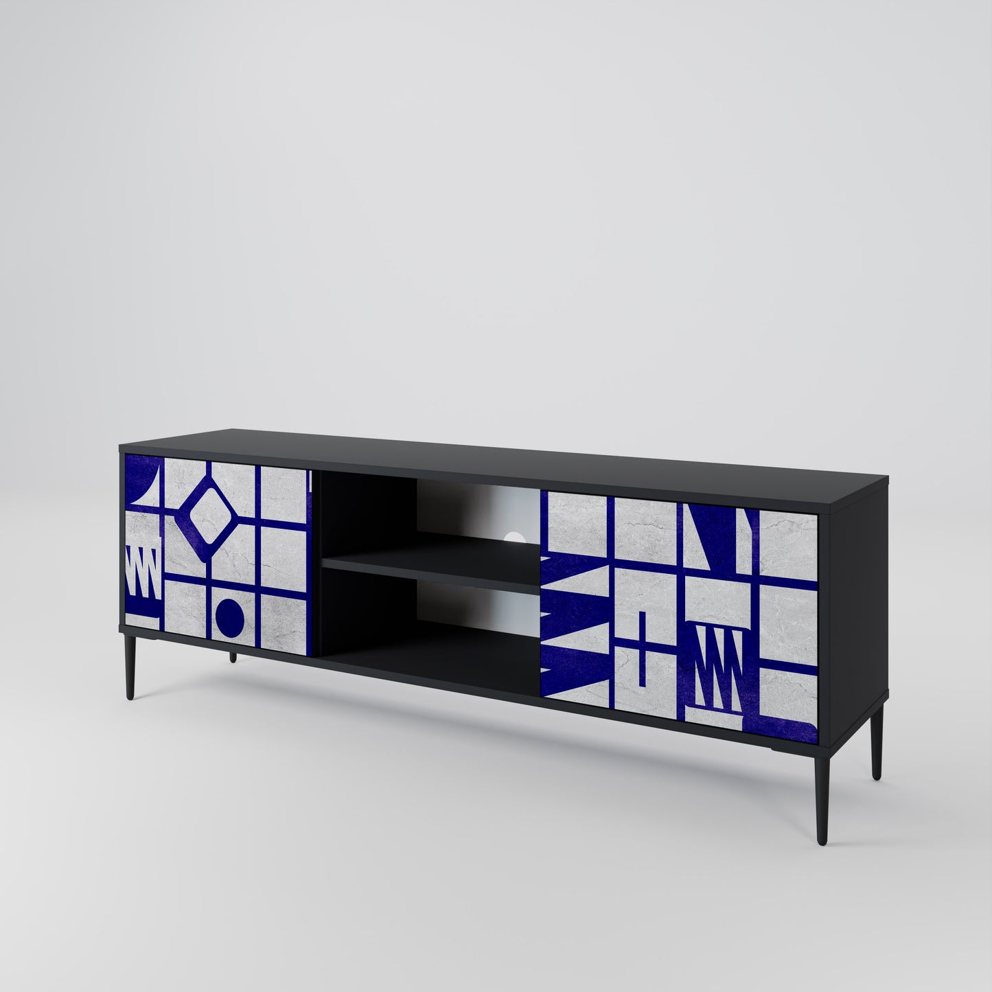 THE RIGHT PLACES 2-Door TV Stand in Black Finish