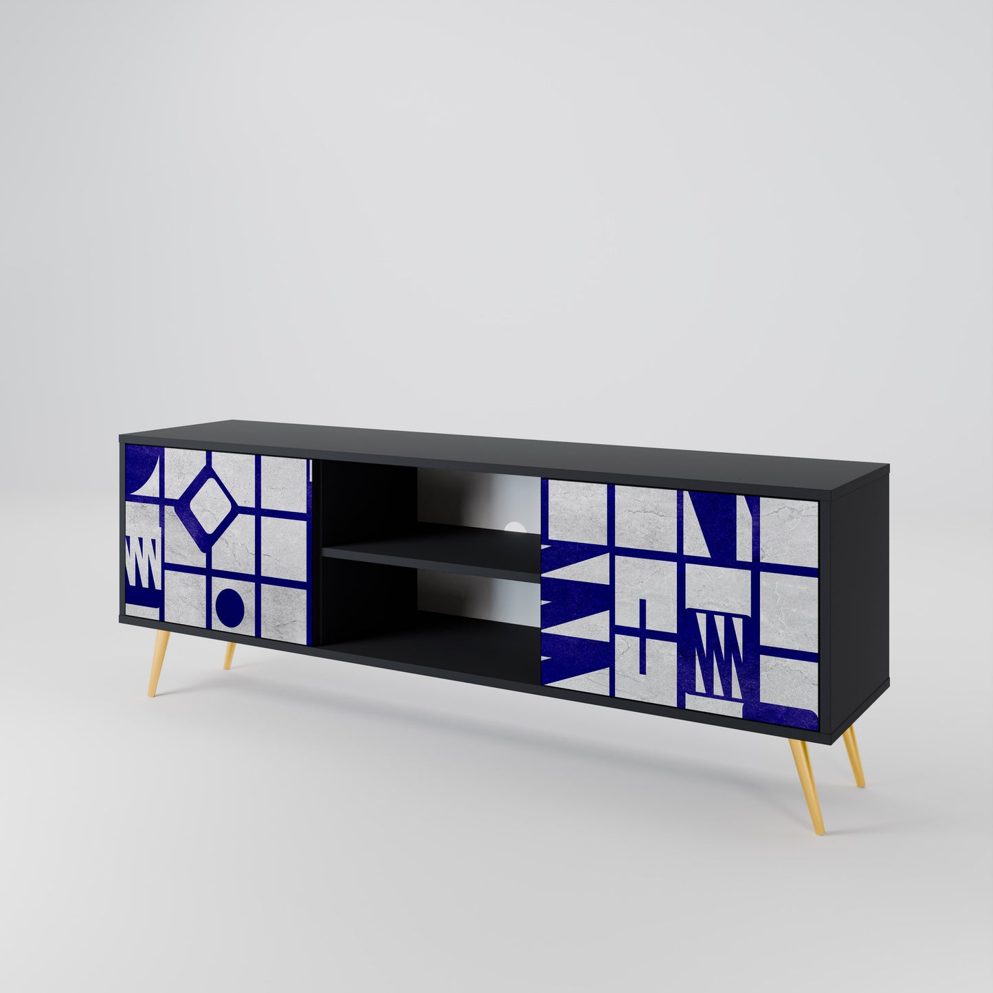 THE RIGHT PLACES 2-Door TV Stand in Black Finish