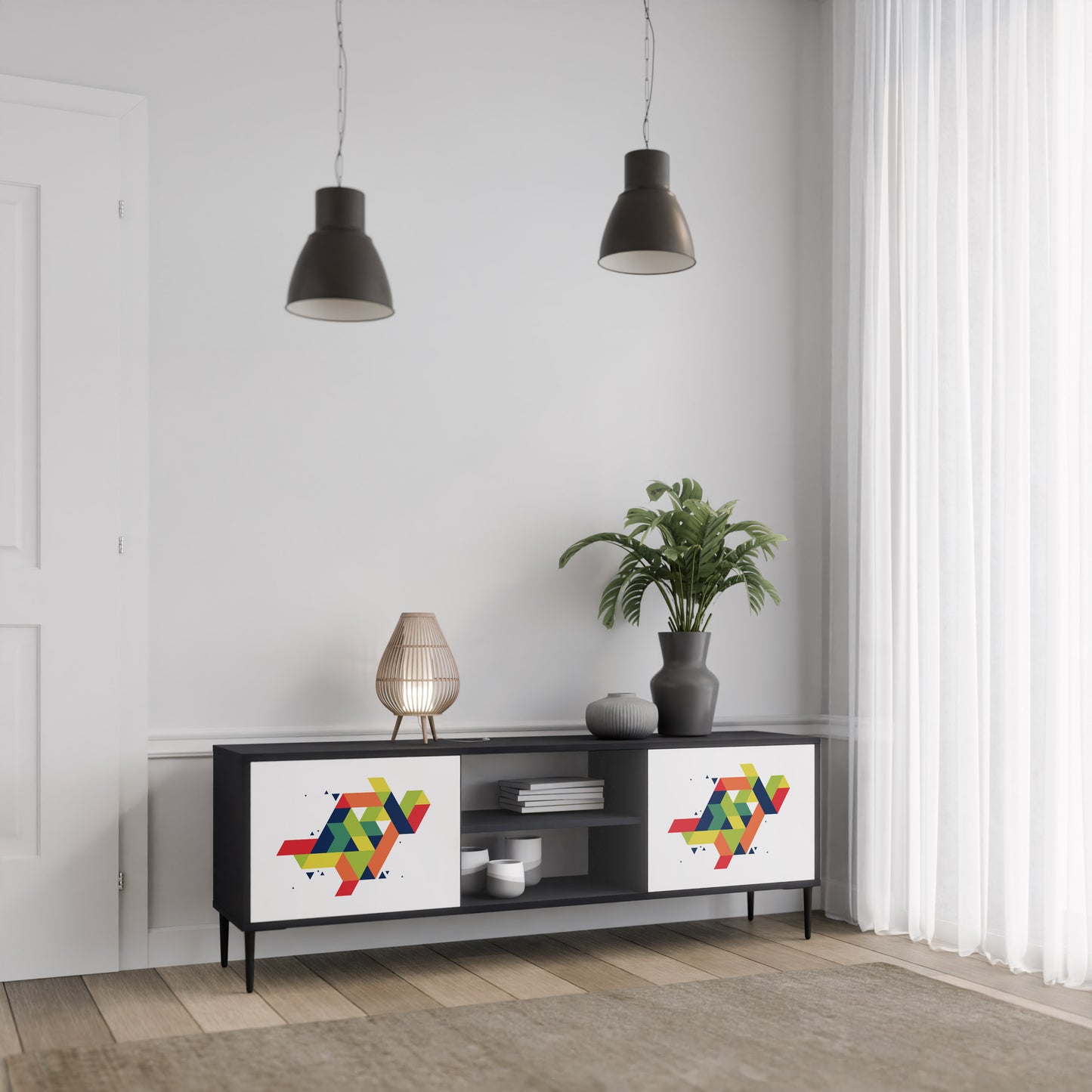 FUTURE SIGN 2-dörrars TV-bänk i svart finish