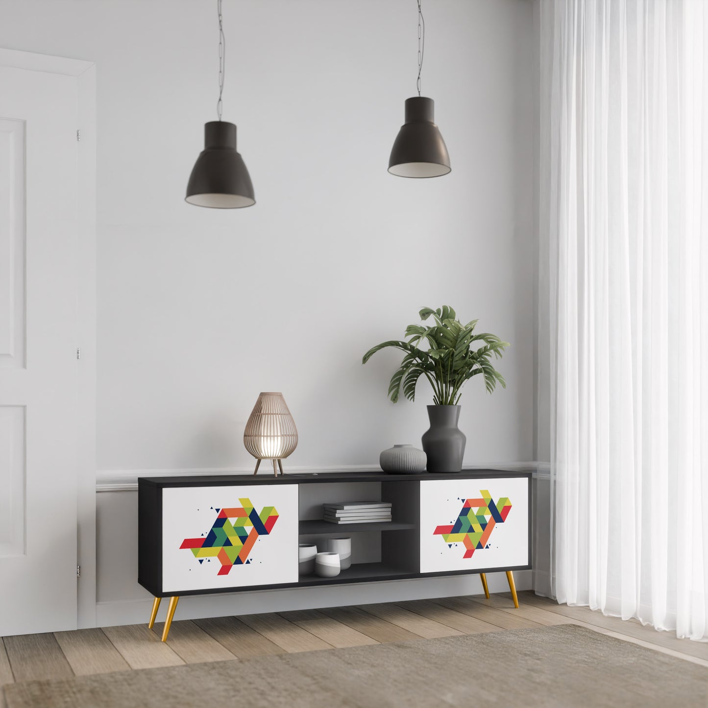 FUTURE SIGN 2-dörrars TV-bänk i svart finish