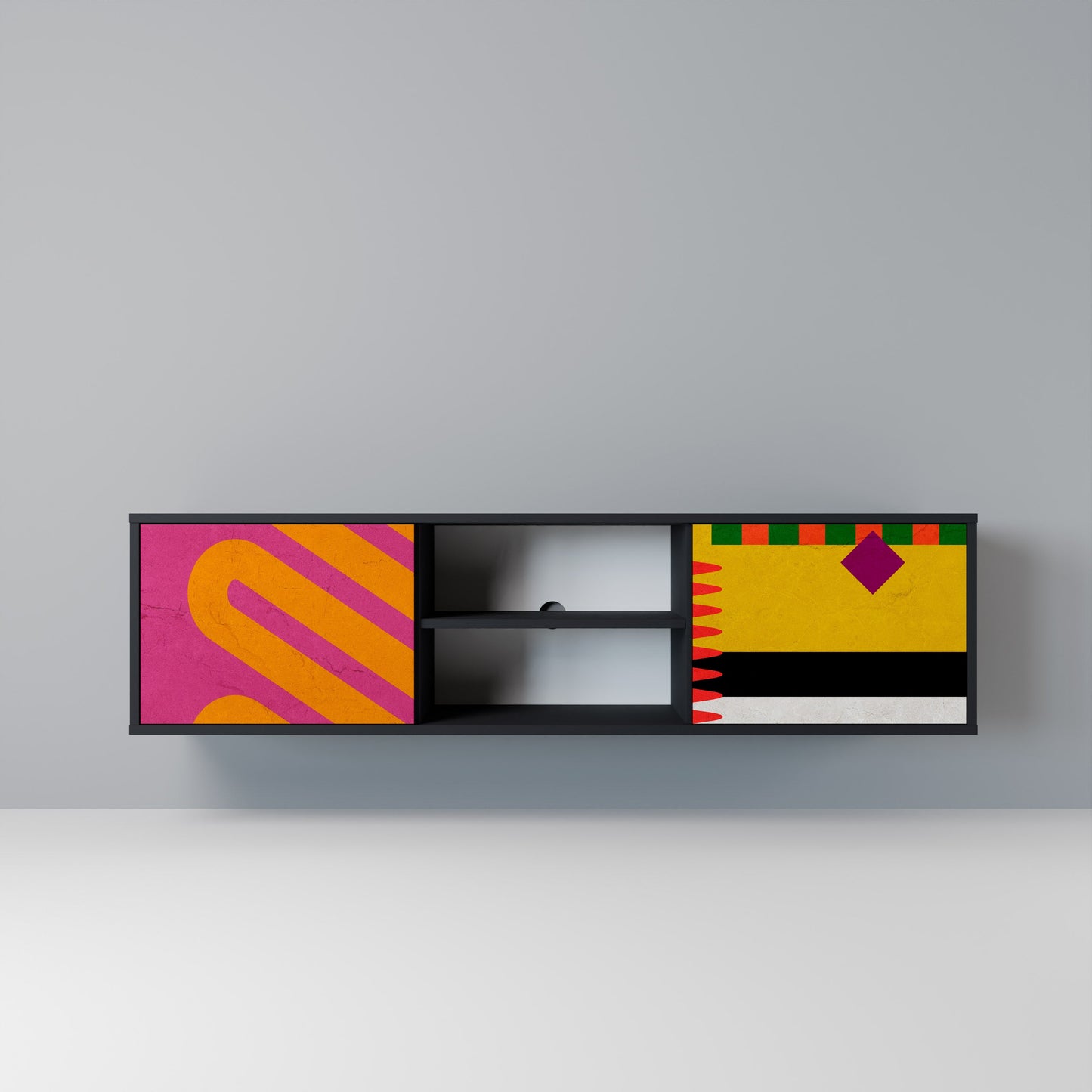 VIVID ART 2-dörrars TV-bänk i svart finish