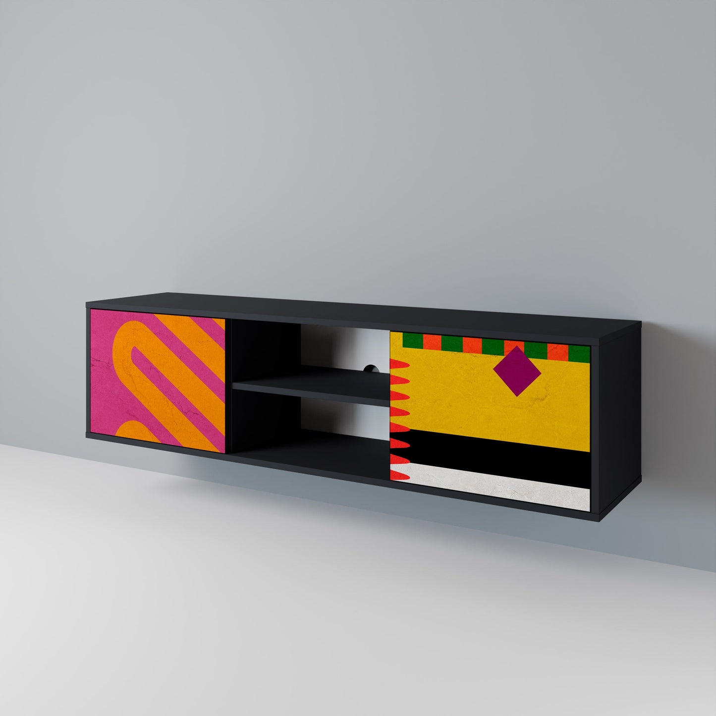 VIVID ART 2-dörrars TV-bänk i svart finish