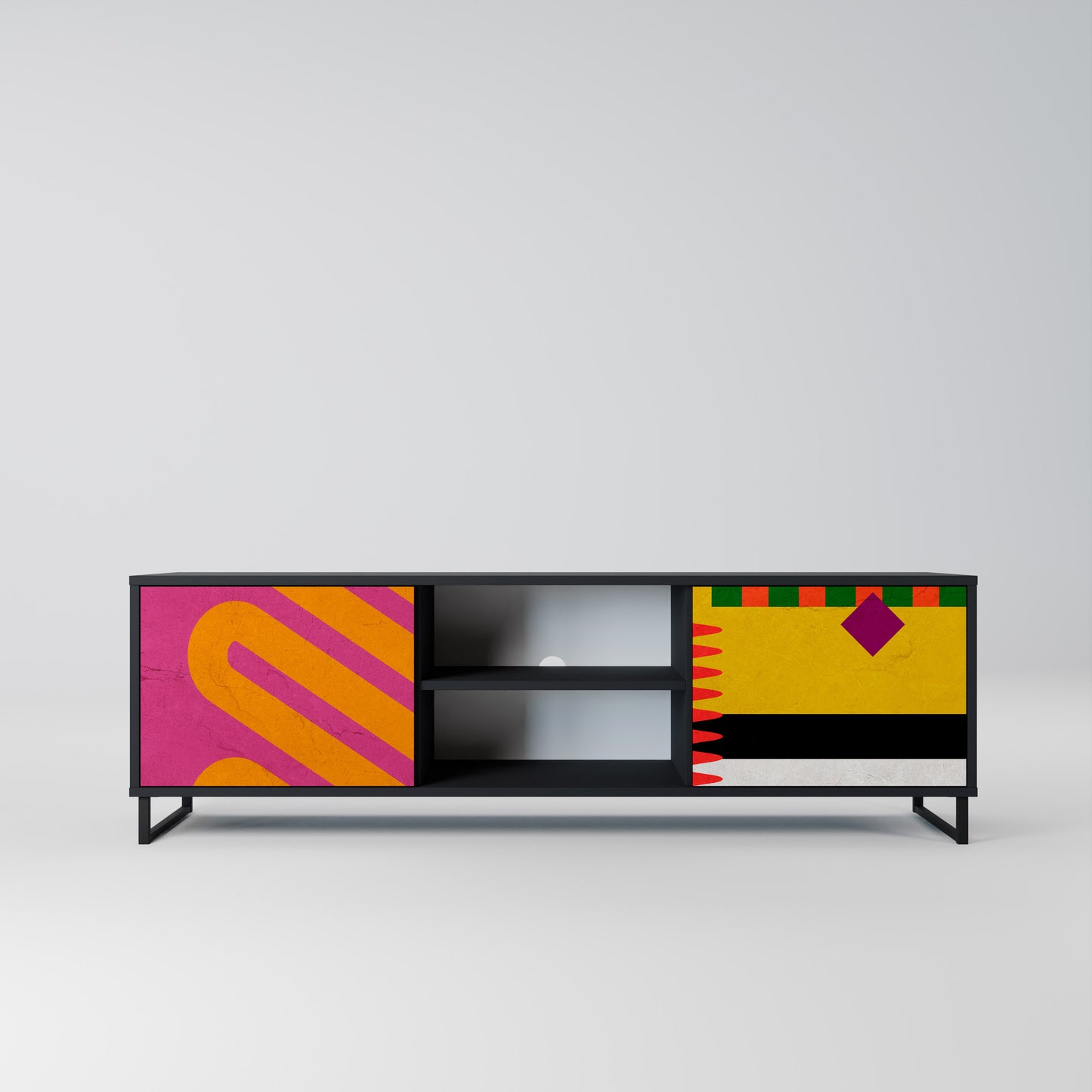 VIVID ART 2-dörrars TV-bänk i svart finish