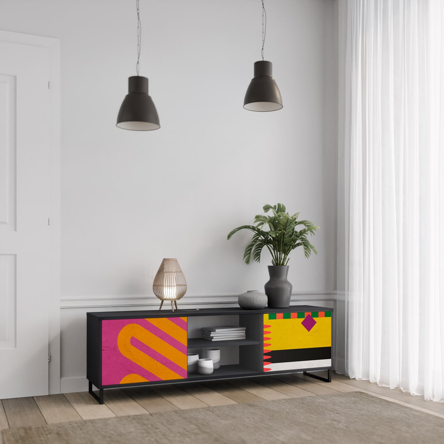 VIVID ART 2-dörrars TV-bänk i svart finish