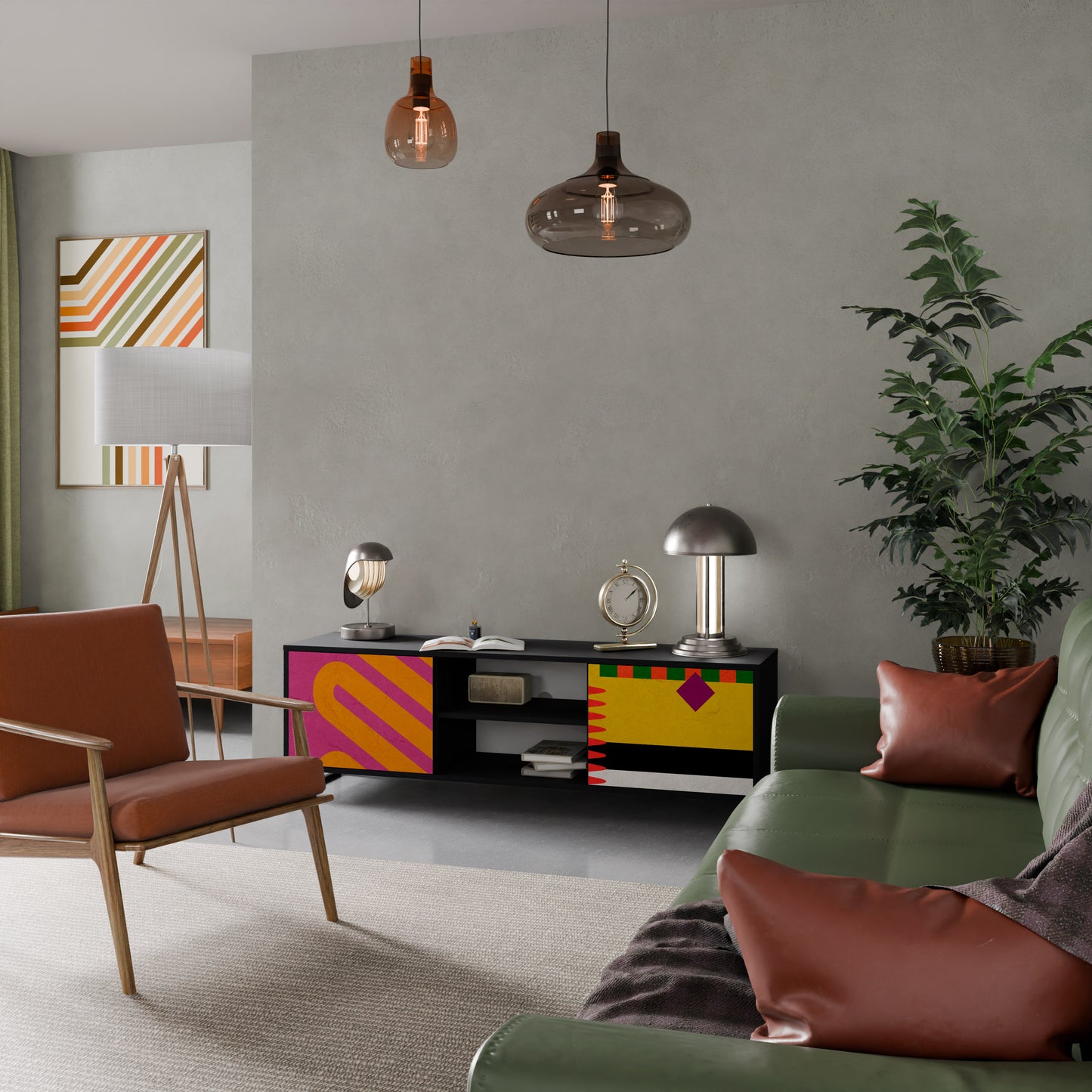 VIVID ART 2-dörrars TV-bänk i svart finish