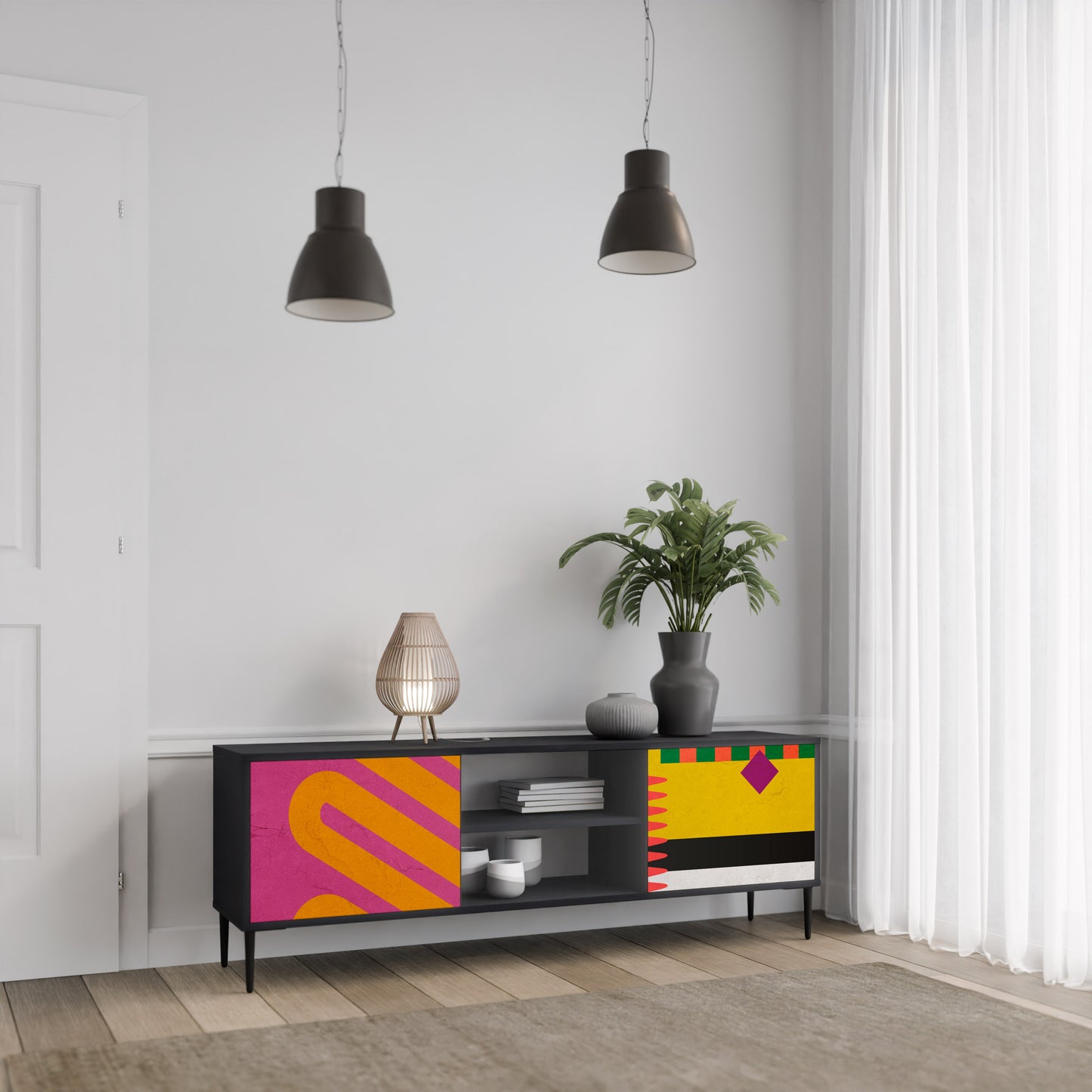 VIVID ART 2-dörrars TV-bänk i svart finish