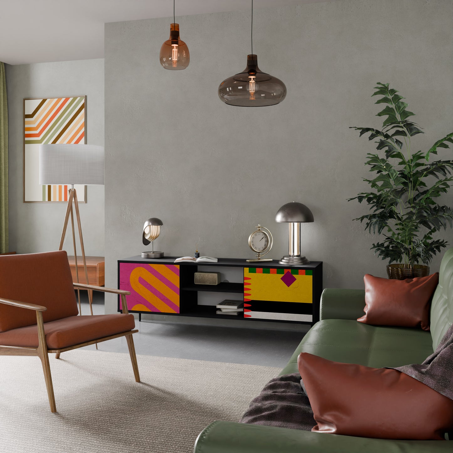 VIVID ART 2-dörrars TV-bänk i svart finish