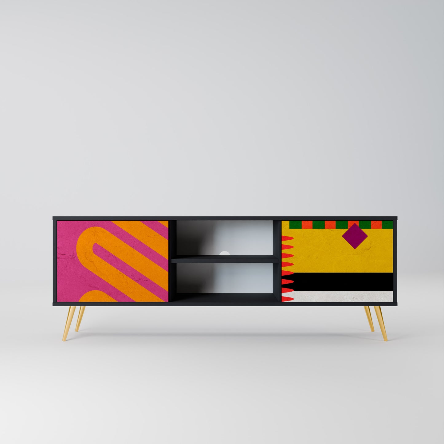 VIVID ART 2-dörrars TV-bänk i svart finish