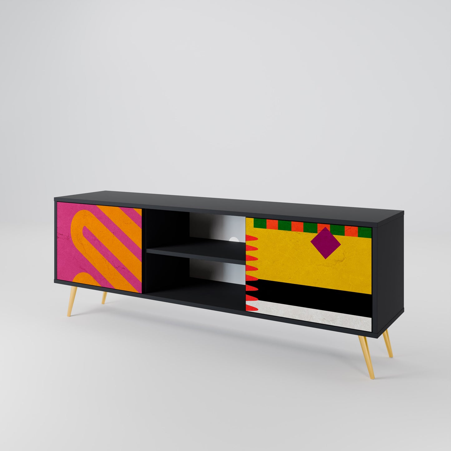 VIVID ART 2-dörrars TV-bänk i svart finish