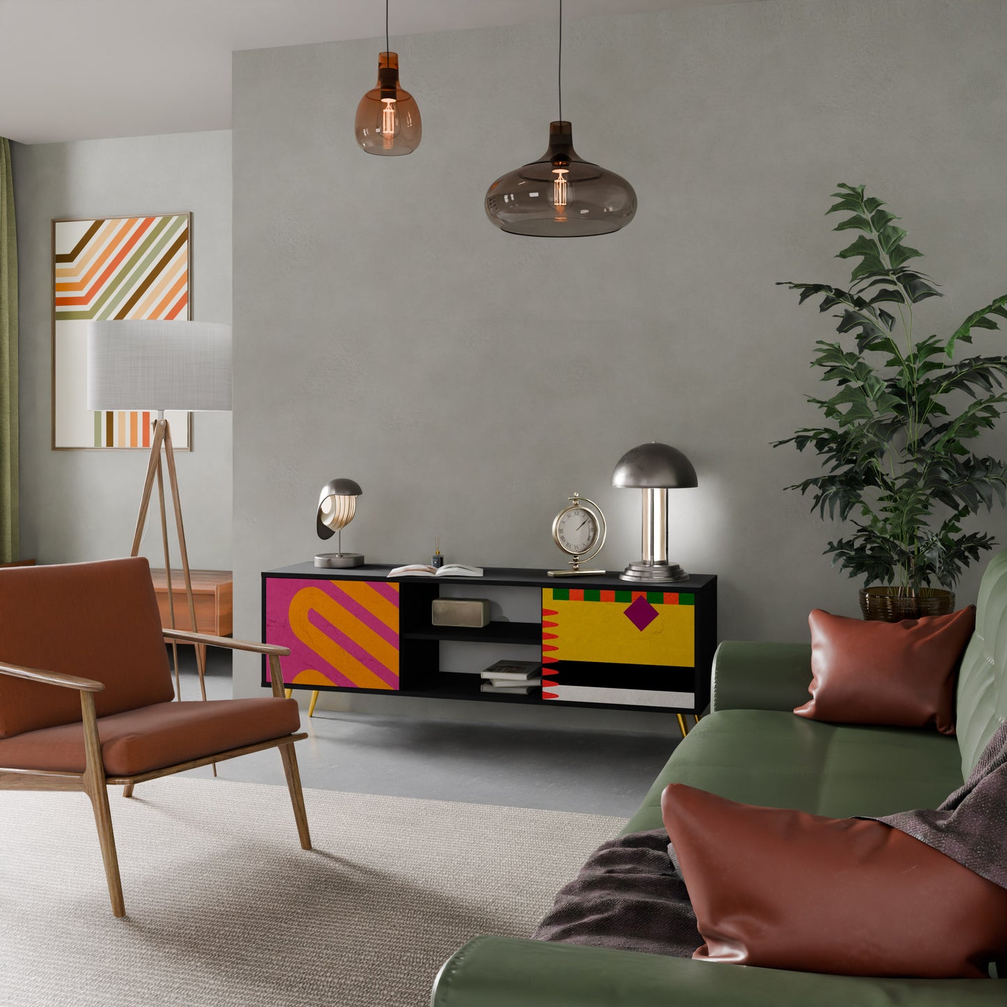 VIVID ART 2-dörrars TV-bänk i svart finish
