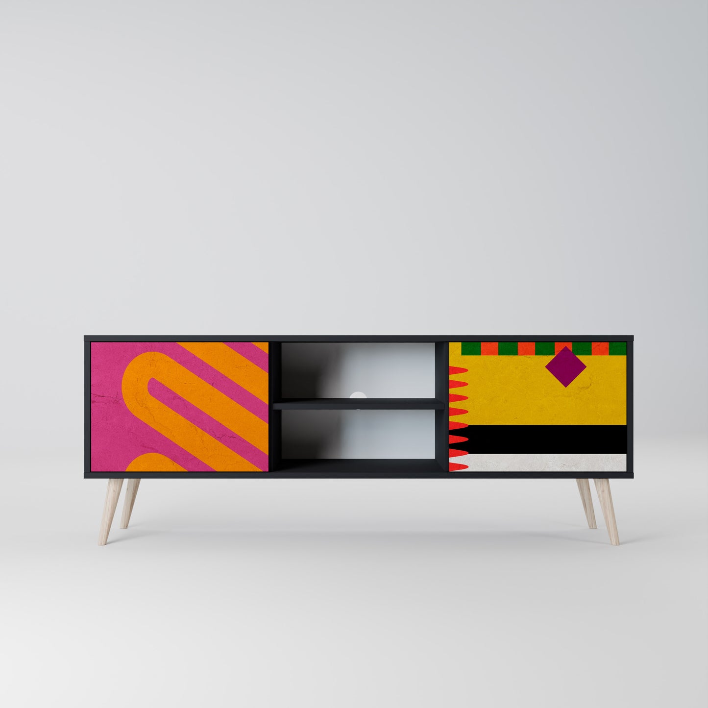VIVID ART 2-dörrars TV-bänk i svart finish