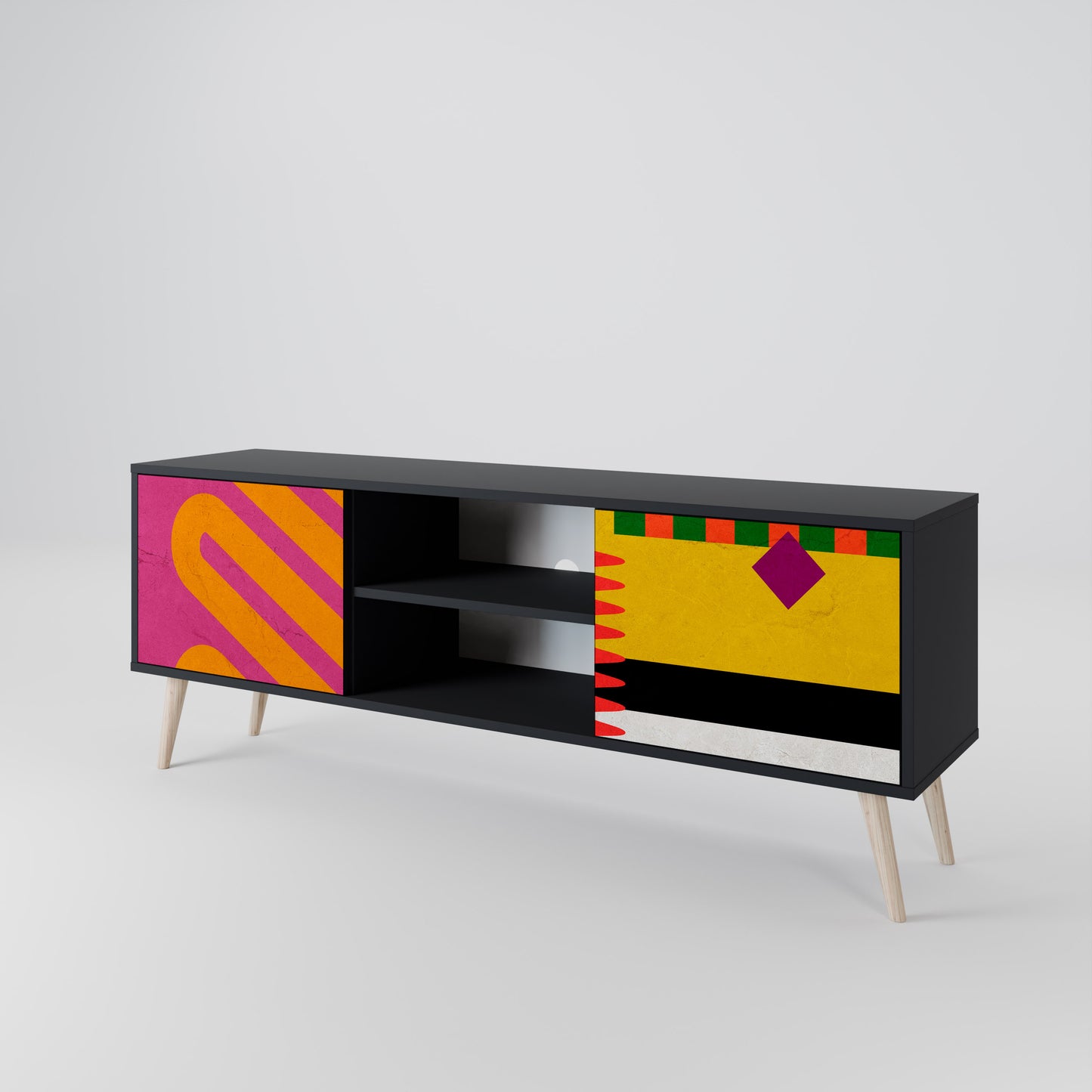 VIVID ART 2-dörrars TV-bänk i svart finish